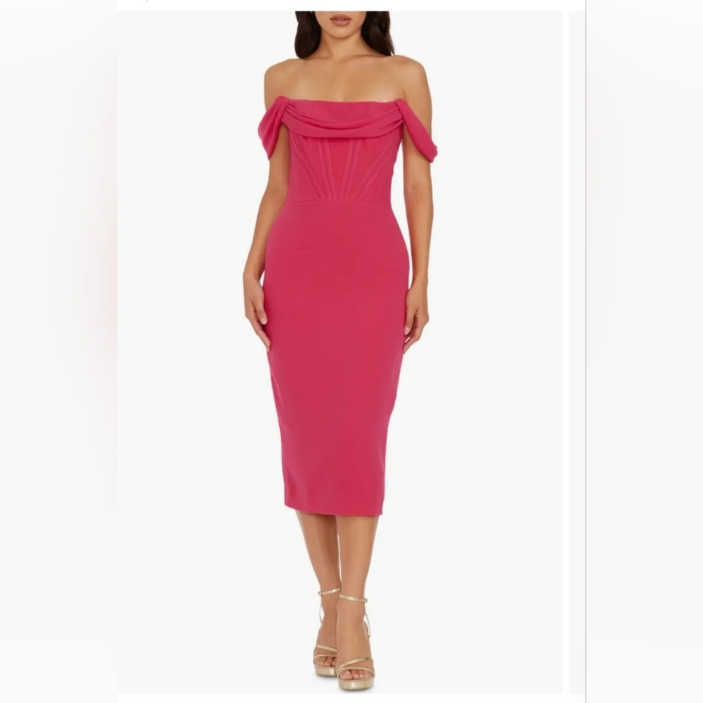 Dress the Population Vickie Off The Shoulder Corset Midi Dress Size XXL NWT